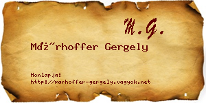 Márhoffer Gergely névjegykártya