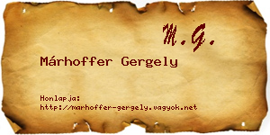 Márhoffer Gergely névjegykártya